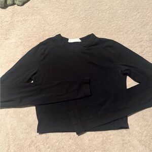 Cotton On Black Micro Crop Long Sleeve
